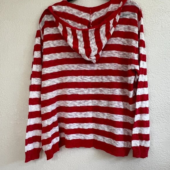 Fresh Produce Pullover Hoodie Womens Size M/L White Red Strip Long Sleeve Casual - Picture 4 of 7